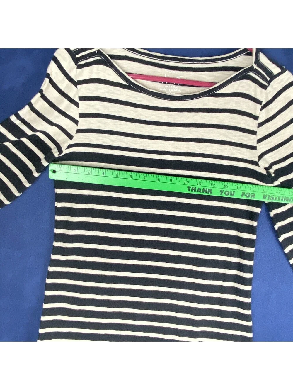 J. Crew Artist T jersey knit Sz. Med black/tan stripes 100%cotton